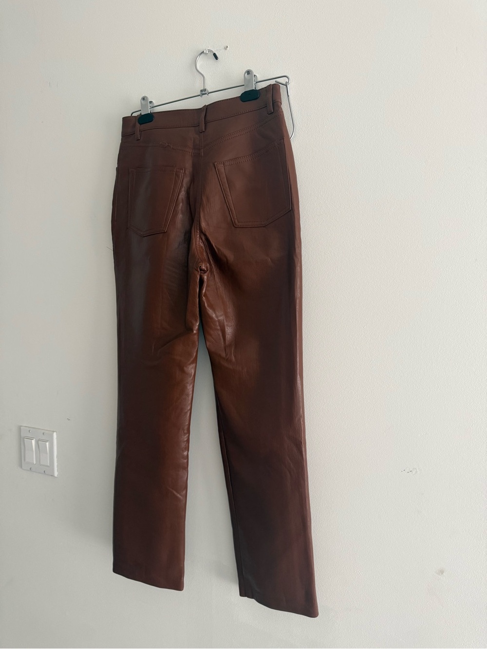 Aritzia Wilfred High-Rise Faux Leather Straight Leg Pants - Brown size 2 - Picture 11 of 11